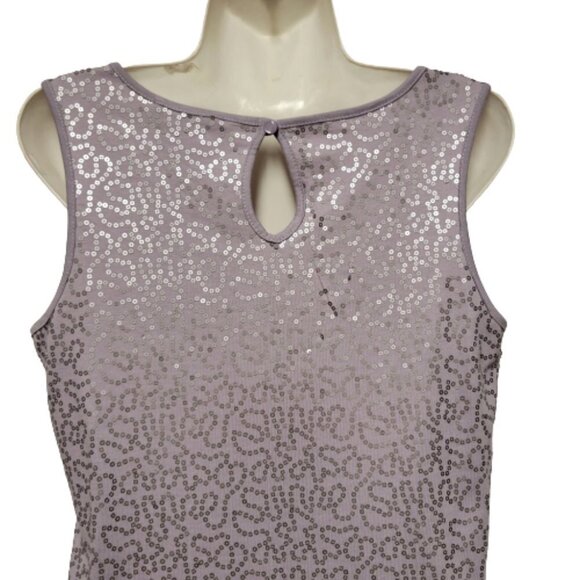 Silver Grey Sleeveless Sequin Shift Dress Size L - Picture 5 of 6
